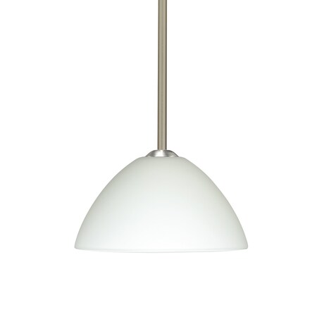 Besa Lighting Tessa Stem Pendant, White, Satin Nickel Finish, 1x75W Incandescent 1TT-420107-SN